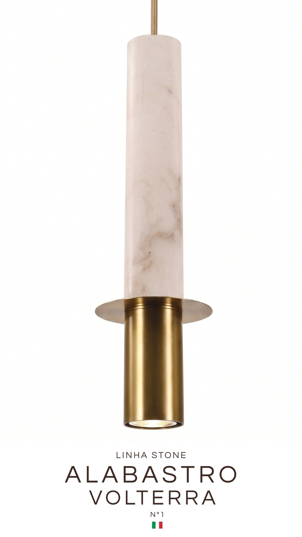 Luminária Pendente em Alabastro e Metal Cor Bronze