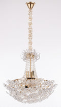 Lustre Imperial Flores de Vidro Estrutura Dourada
