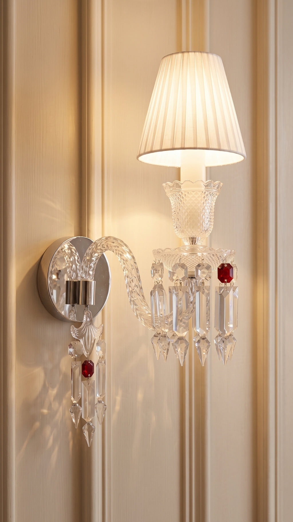 Arandela Tocha De Cristal Legítmo Estilo Baccarat Rouge N2 Bivolt