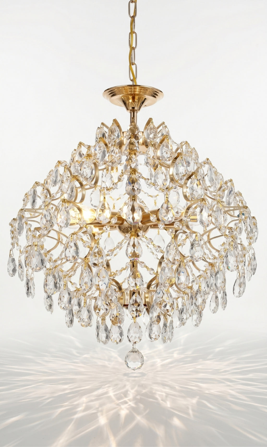 Lustre Pendente Cristal Chandelier Prism Crystal Ouro 18k Bivolt