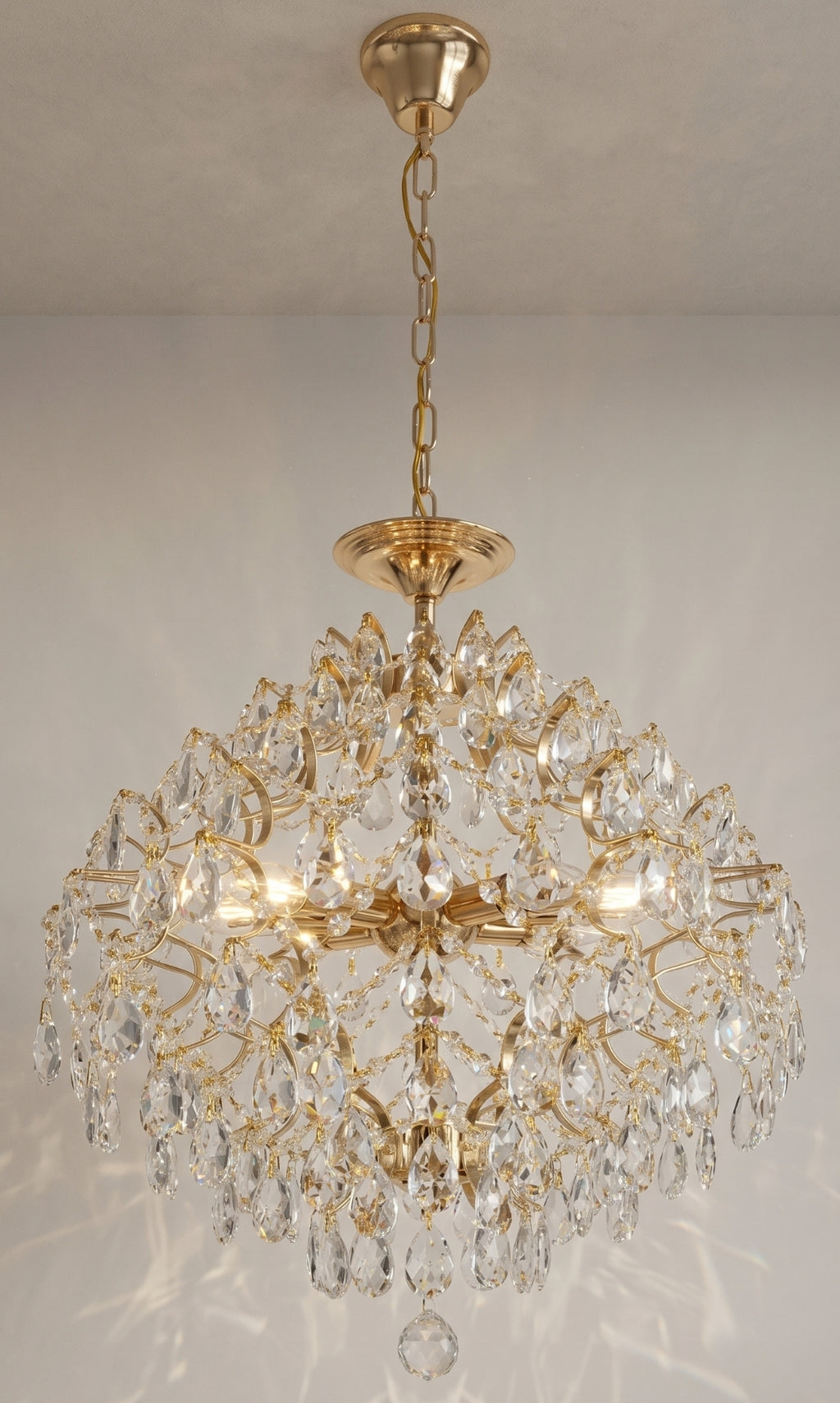 Lustre Pendente Cristal Chandelier Prism Crystal Ouro 18k Bivolt