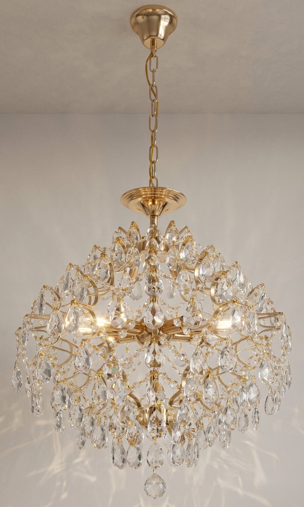 Lustre Pendente Cristal Chandelier Prism Crystal Ouro 18k Bivolt