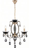 Lustre Candelabro de Cristal Legítimo Tudor 3 Braços Preto e Dourado
