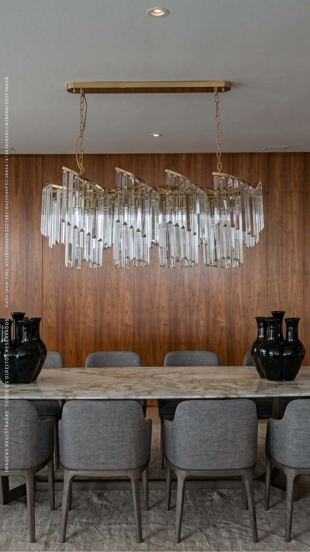 Lustre Pendente De Cristal Dourado Bright Crystal Horizontal