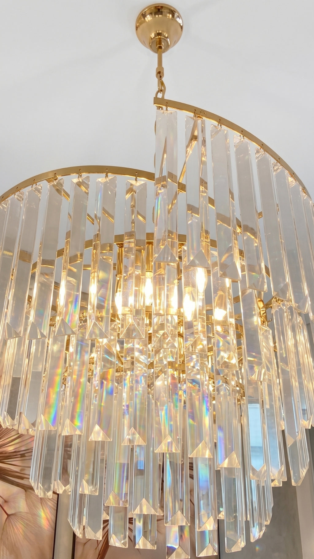 Lustre Pendente De Cristal Luxuoso Dourado Bright Crystal I