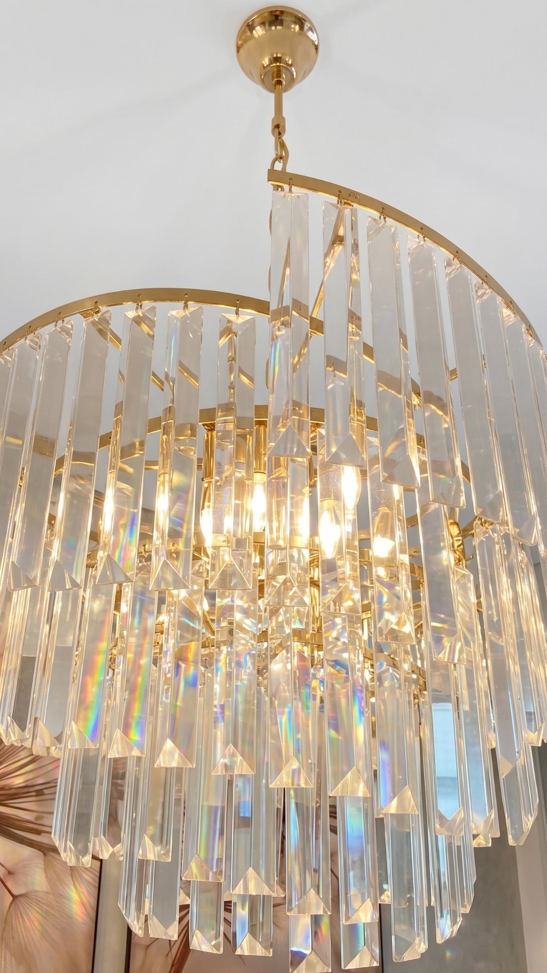 Lustre Pendente De Cristal Luxuoso Dourado Bright Crystal I