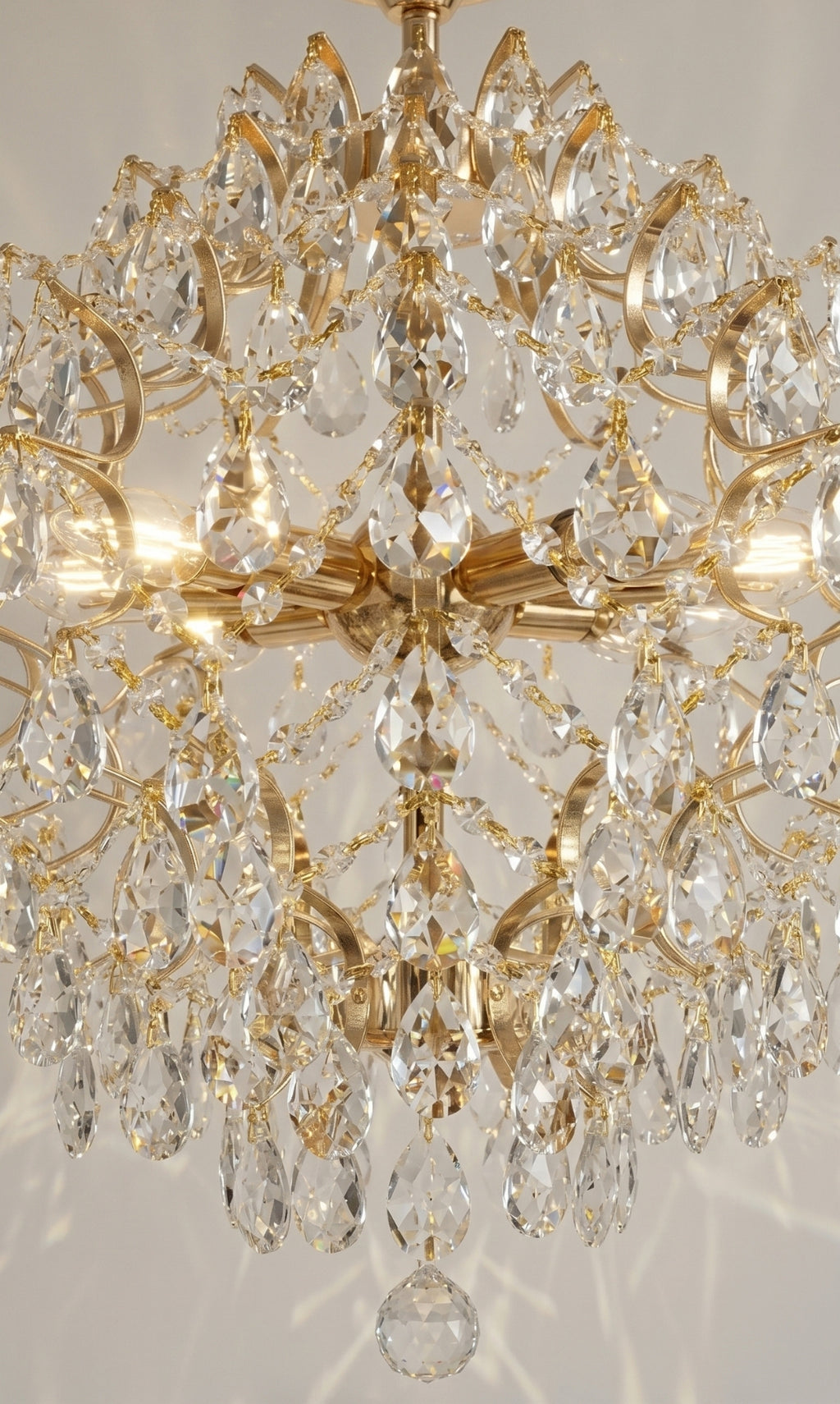 Lustre Pendente Cristal Chandelier Prism Crystal Ouro 18k Bivolt