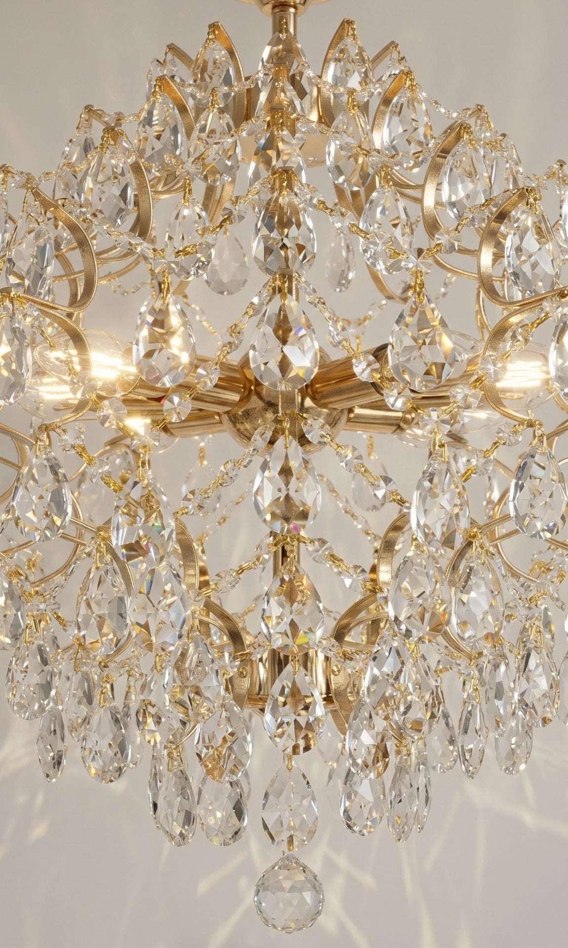 Lustre Pendente Cristal Chandelier Prism Crystal Ouro 18k Bivolt