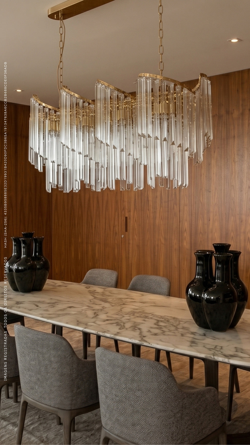 Lustre Pendente De Cristal Dourado Bright Crystal Horizontal