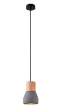 Luminaria Pendente Design Industrial Concreto Madeira E27 Bivolt