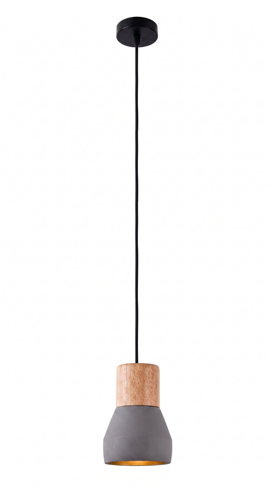 Luminaria Pendente Design Industrial Concreto Madeira E27 Bivolt