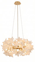 Lustre Pendente Orgânico Floral 7 Vidro Dourado G9 Bivolt