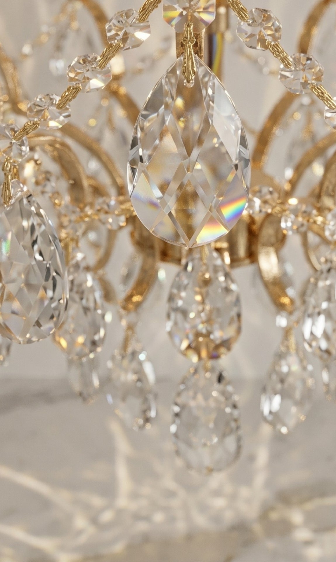 Lustre Pendente Cristal Chandelier Prism Crystal Ouro 18k Bivolt