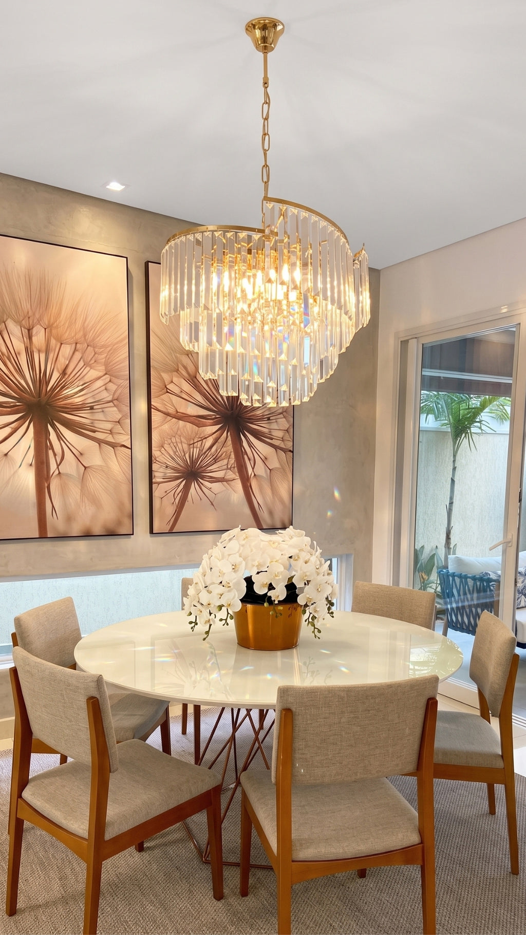 Lustre Pendente De Cristal Luxuoso Dourado Bright Crystal I