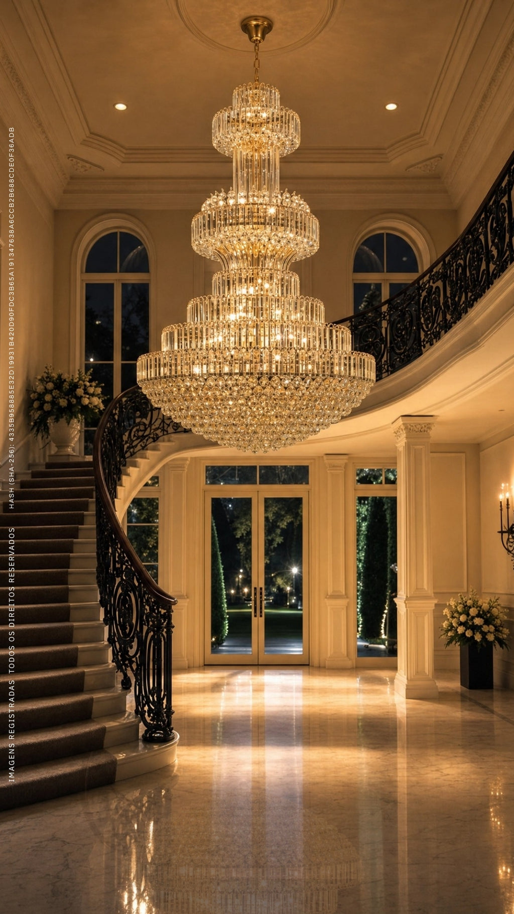 Lustre Imperial Clássico Cristal Legítimo Escada Mansão 44 Lâmpadas Bivolt