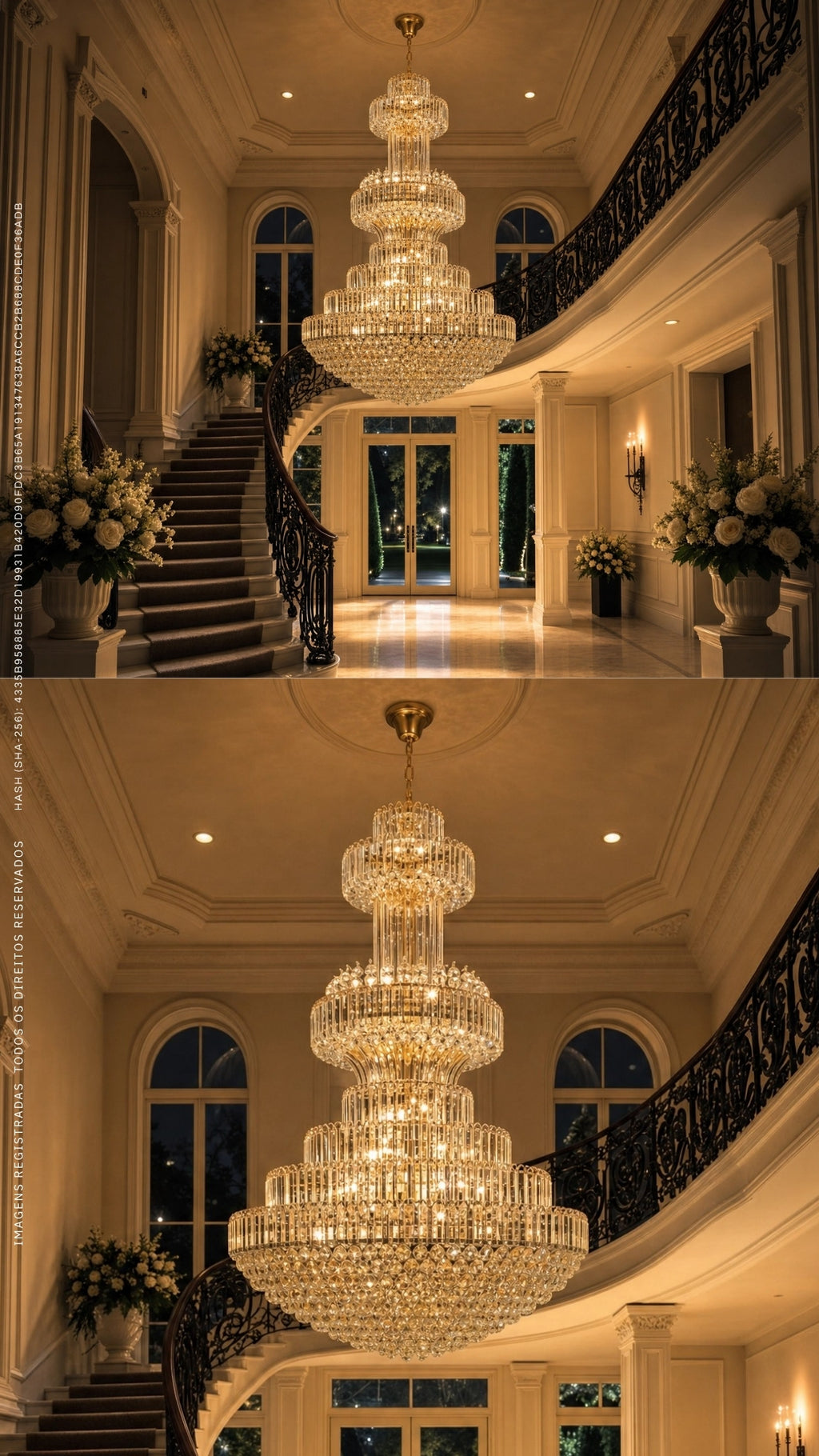 Lustre Imperial Clássico Cristal Legítimo Escada Mansão 44 Lâmpadas Bivolt