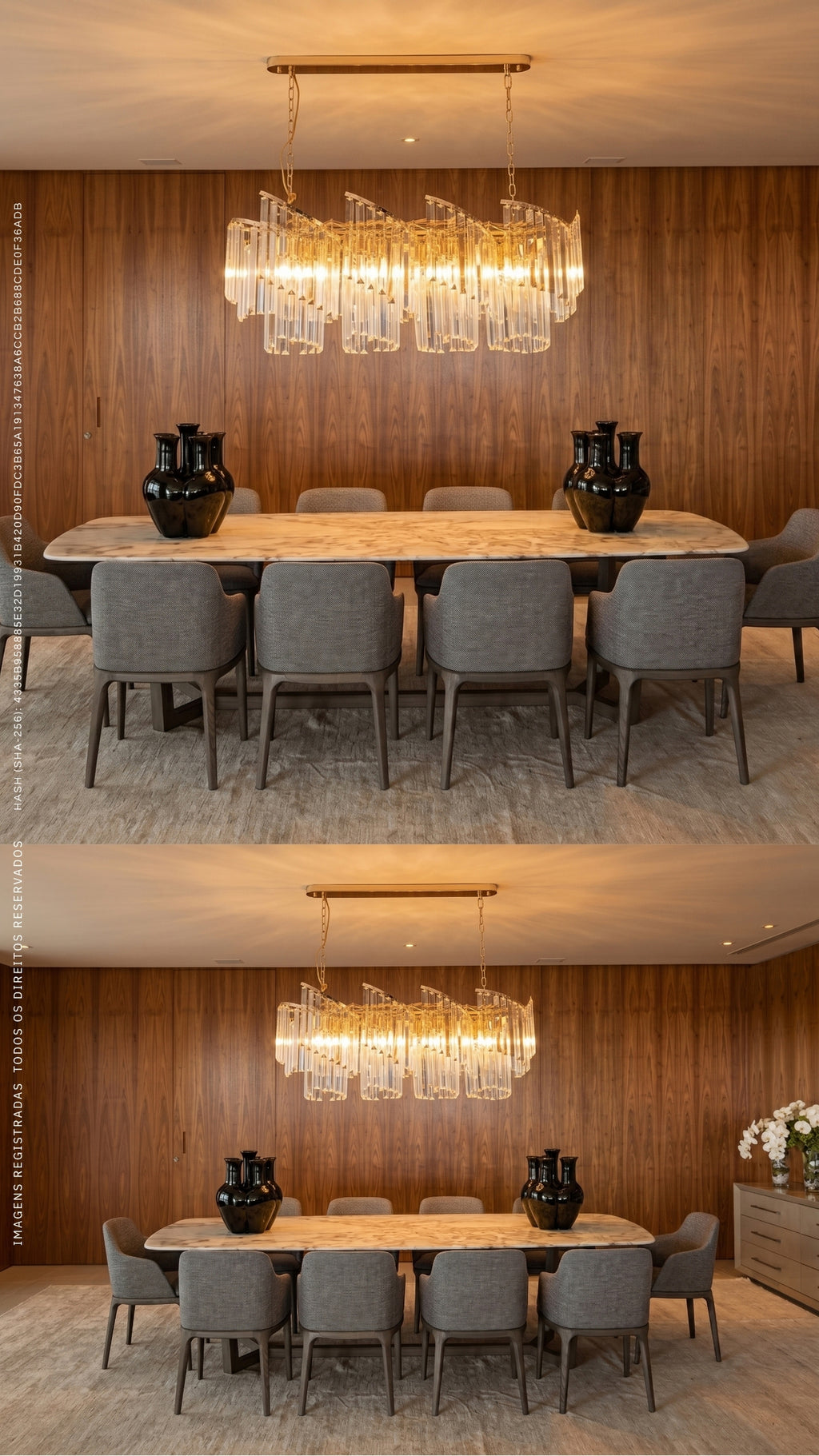 Lustre Pendente De Cristal Dourado Bright Crystal Horizontal