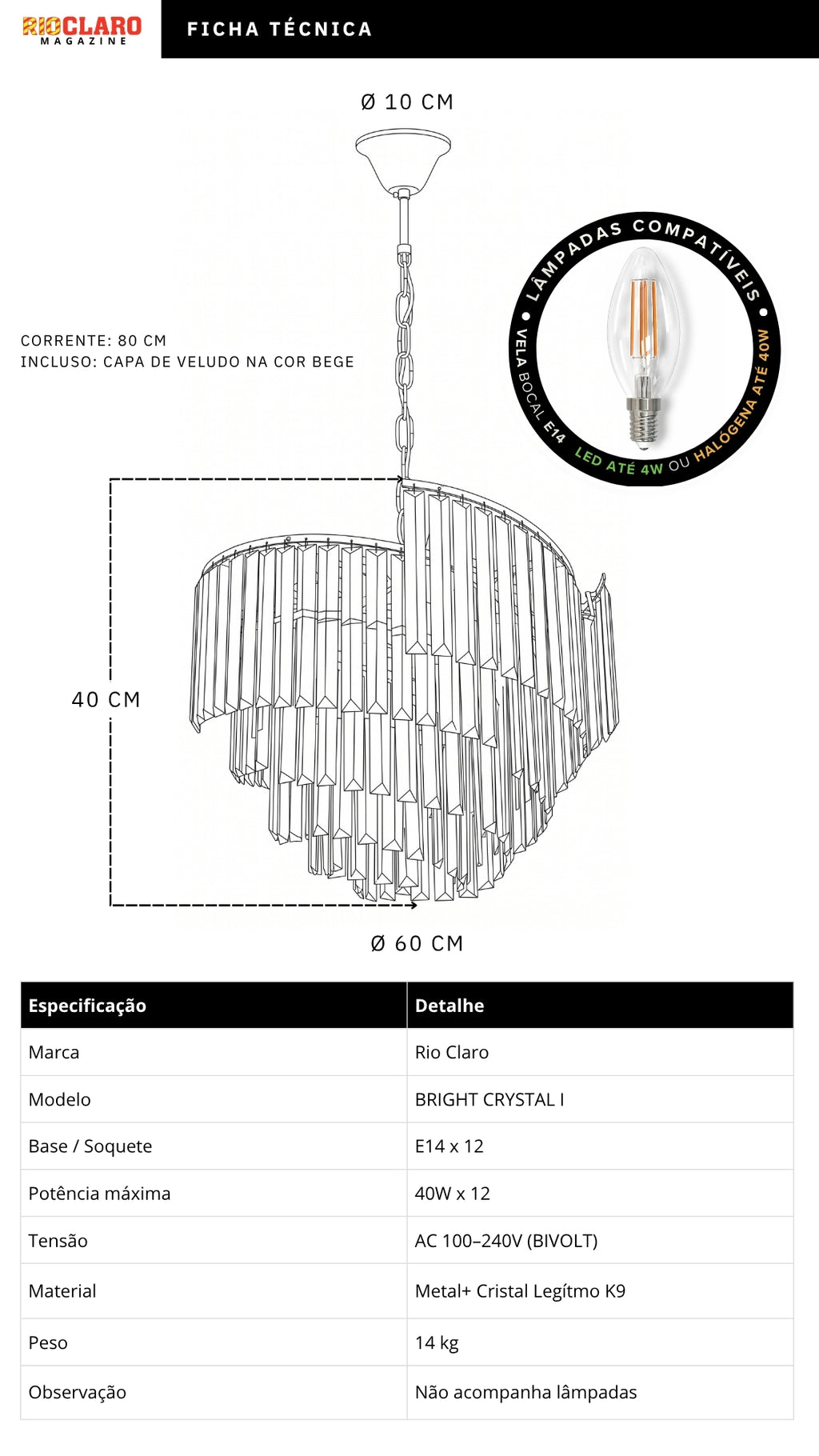 Lustre Pendente De Cristal Luxuoso Dourado Bright Crystal I