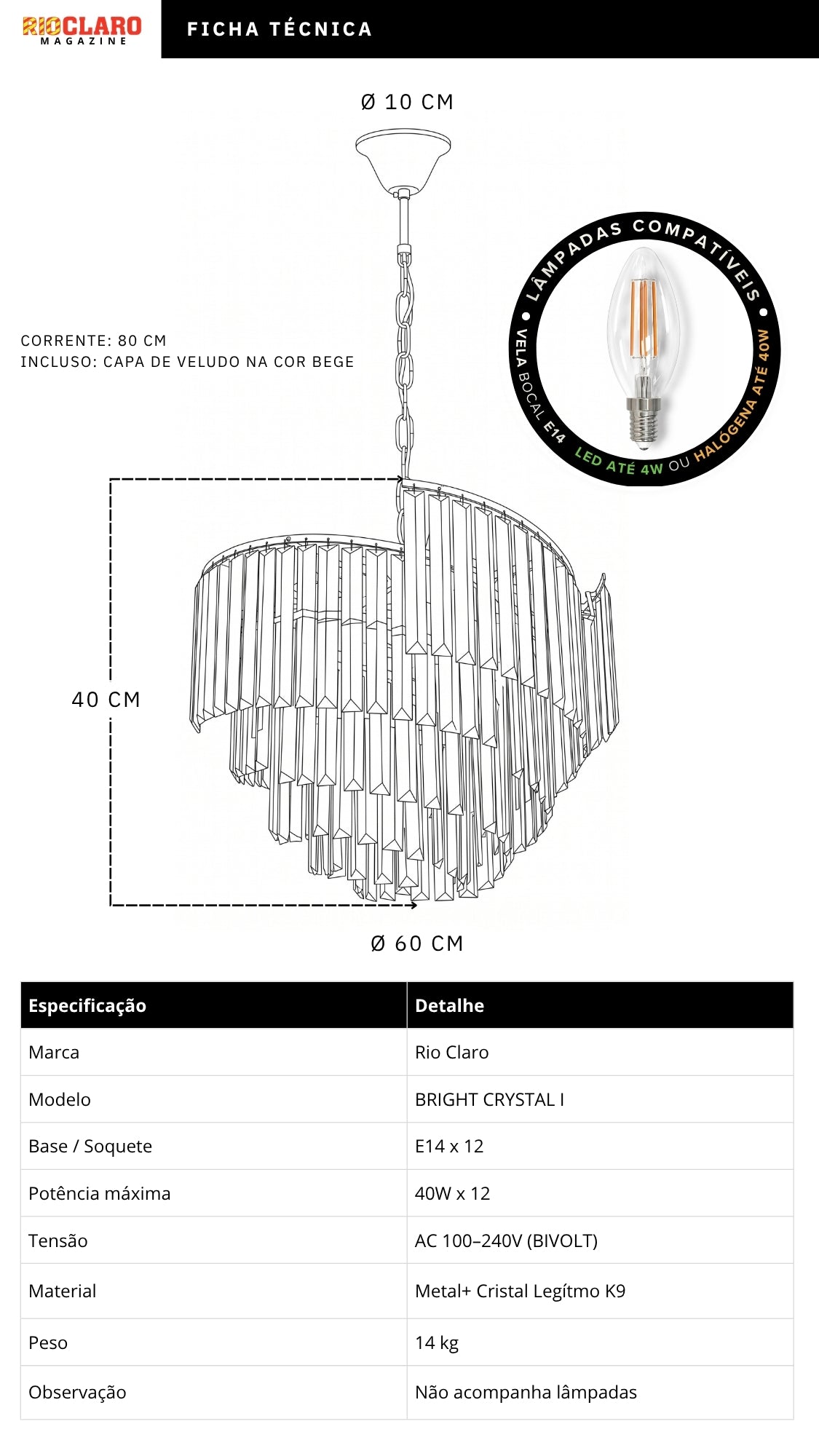 Lustre Pendente De Cristal Luxuoso Dourado Bright Crystal I