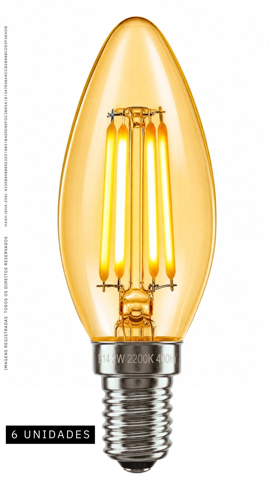 Lâmpada Led Vela Filamento E14 4w Âmbar Retrô Bivolt 2200k