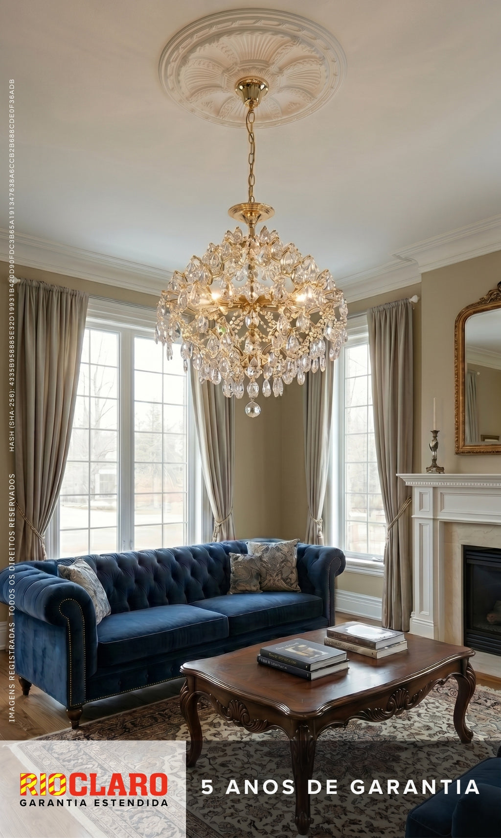 Lustre Pendente Cristal Chandelier Prism Crystal Ouro 18k Bivolt