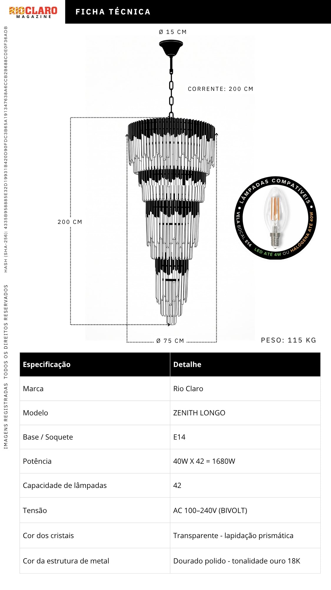 Lustre De Cristal Grande Pé Direito Duplo Dourado 2 metros