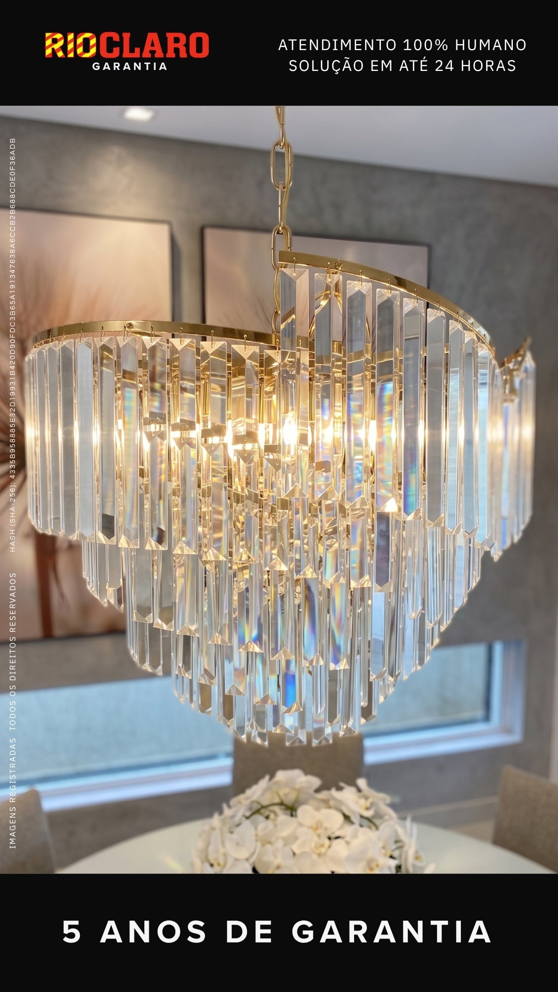 Lustre Pendente De Cristal Luxuoso Dourado Bright Crystal I