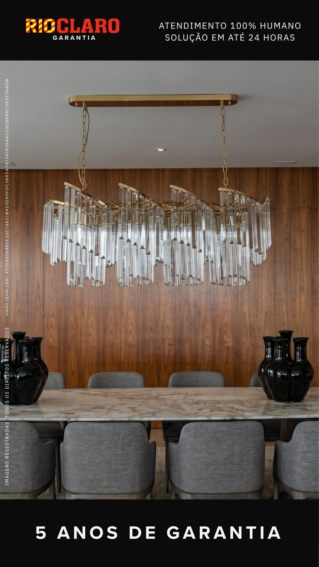 Lustre Pendente De Cristal Dourado Bright Crystal Horizontal