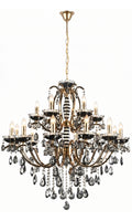 Lustre Candelabro de Cristal Legítimo Tudor 24 Braços Preto e Dourado