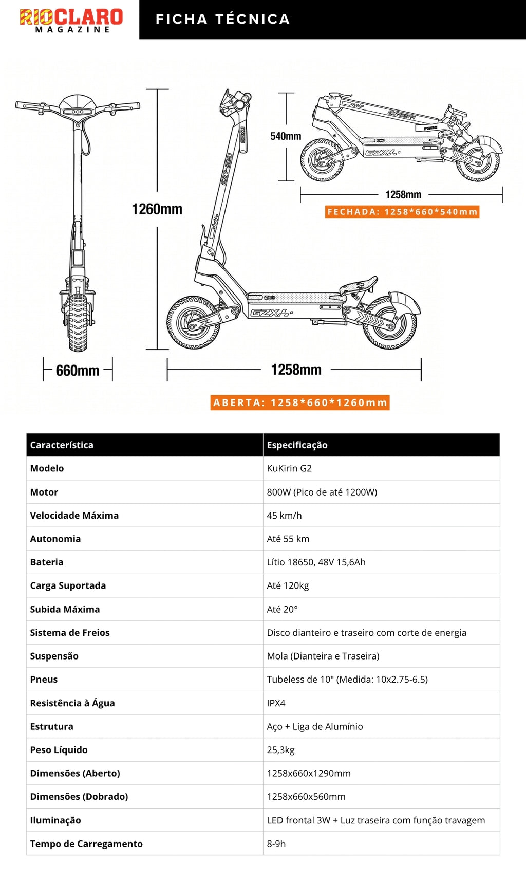 Patinete Elétrico KuKirin G2 800w 45km/h Autonomia 55km