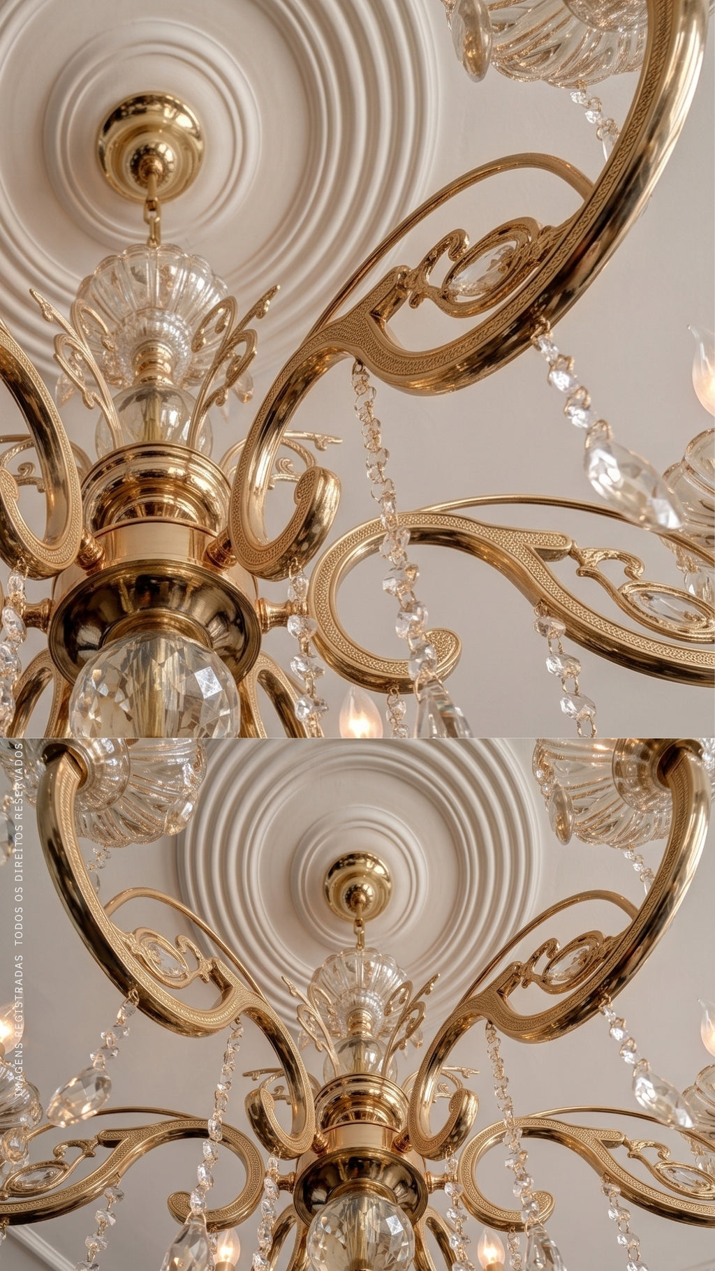 Lustre Pendente Cristal Champagne 5 Braços Dourado Bivolt