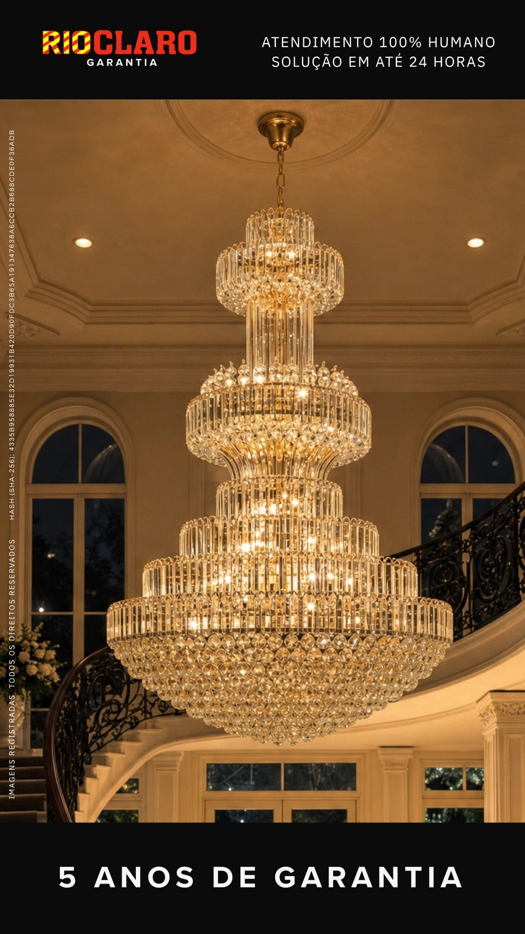 Lustre Imperial Clássico Cristal Legítimo Escada Mansão 44 Lâmpadas Bivolt