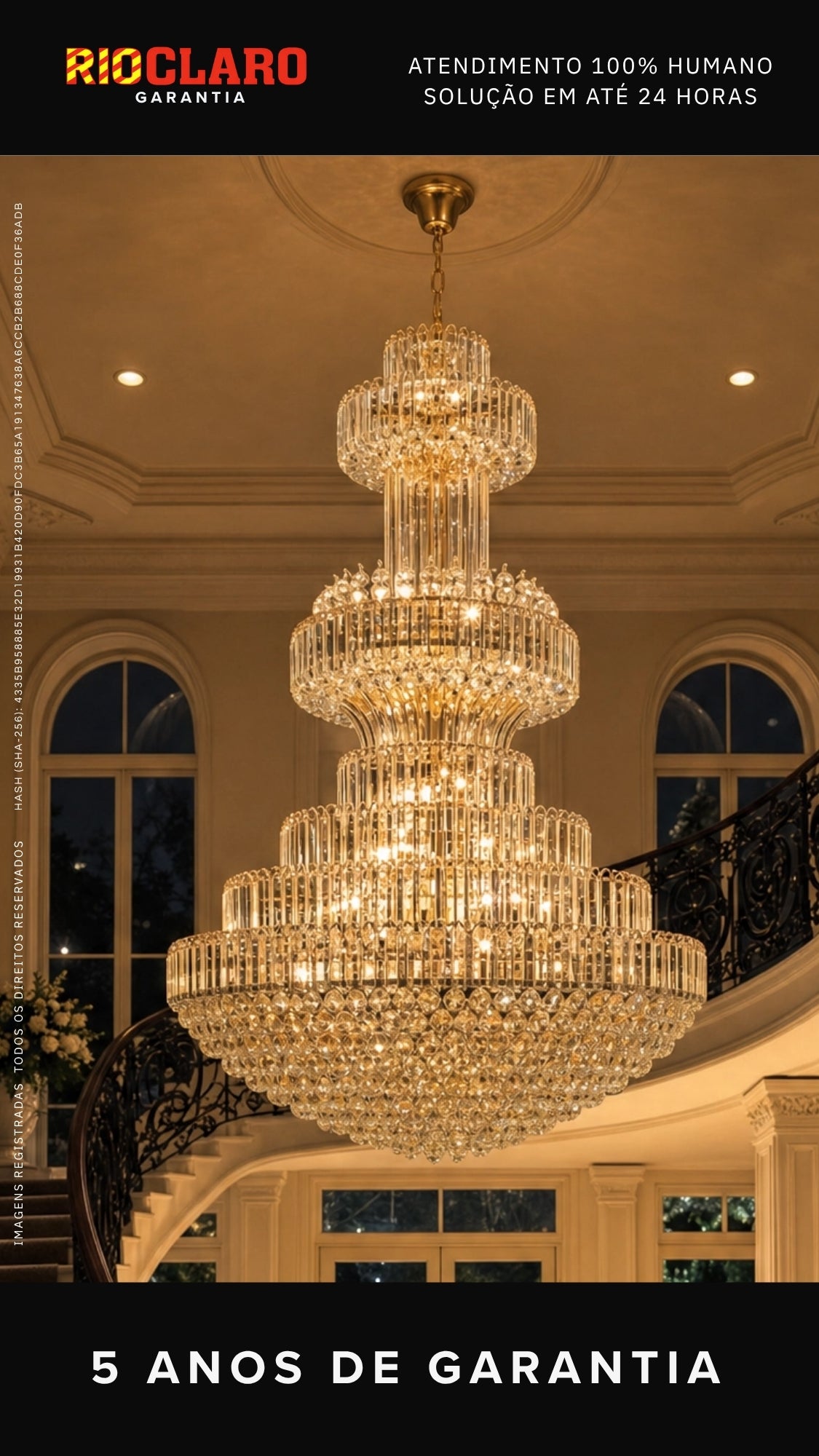 Lustre Imperial Clássico Cristal Legítimo Escada Mansão 44 Lâmpadas Bivolt