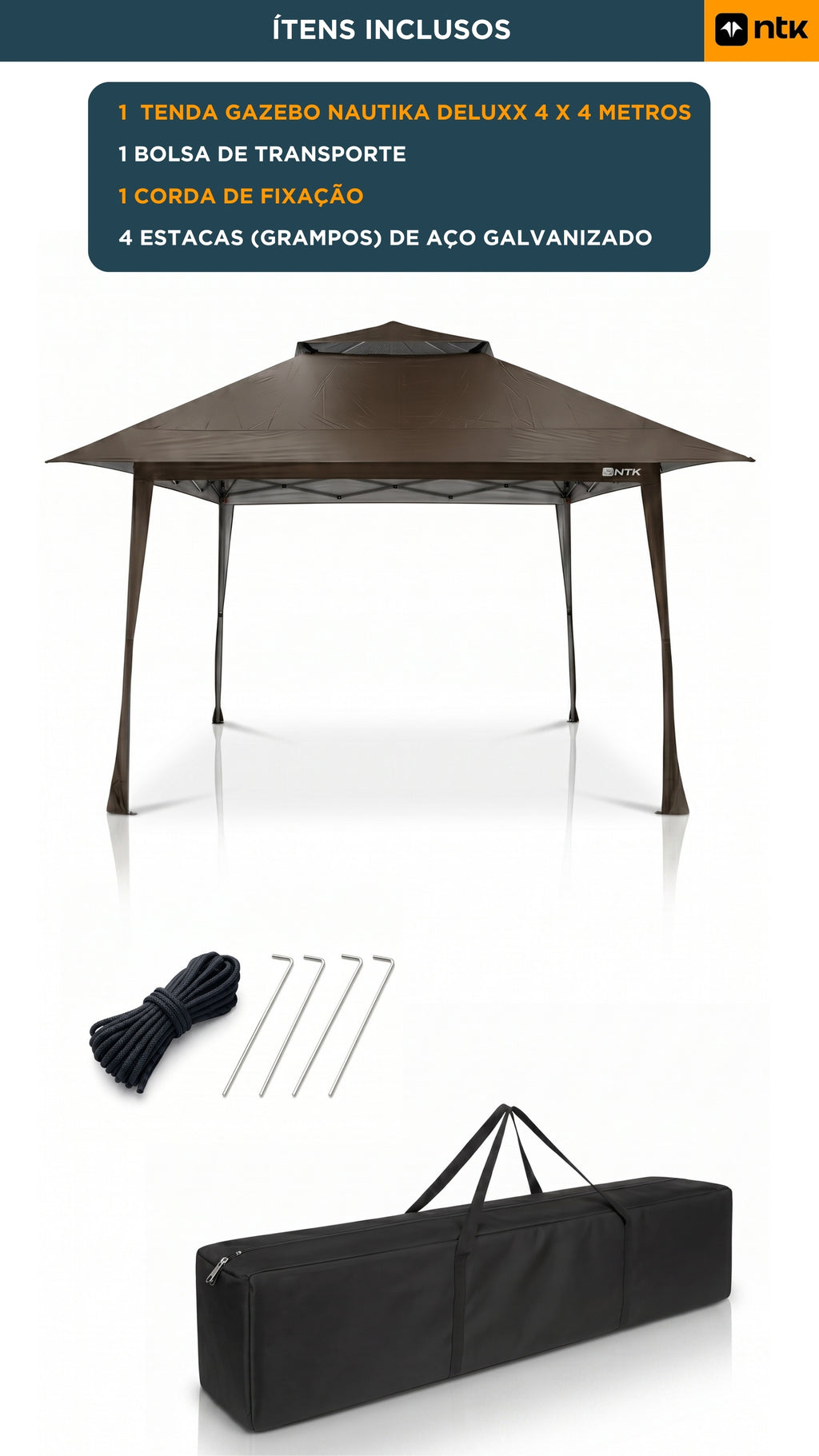 Tenda Gazebo 4x4 Dobravel Nautika Deluxx Aluminizada Uv50+