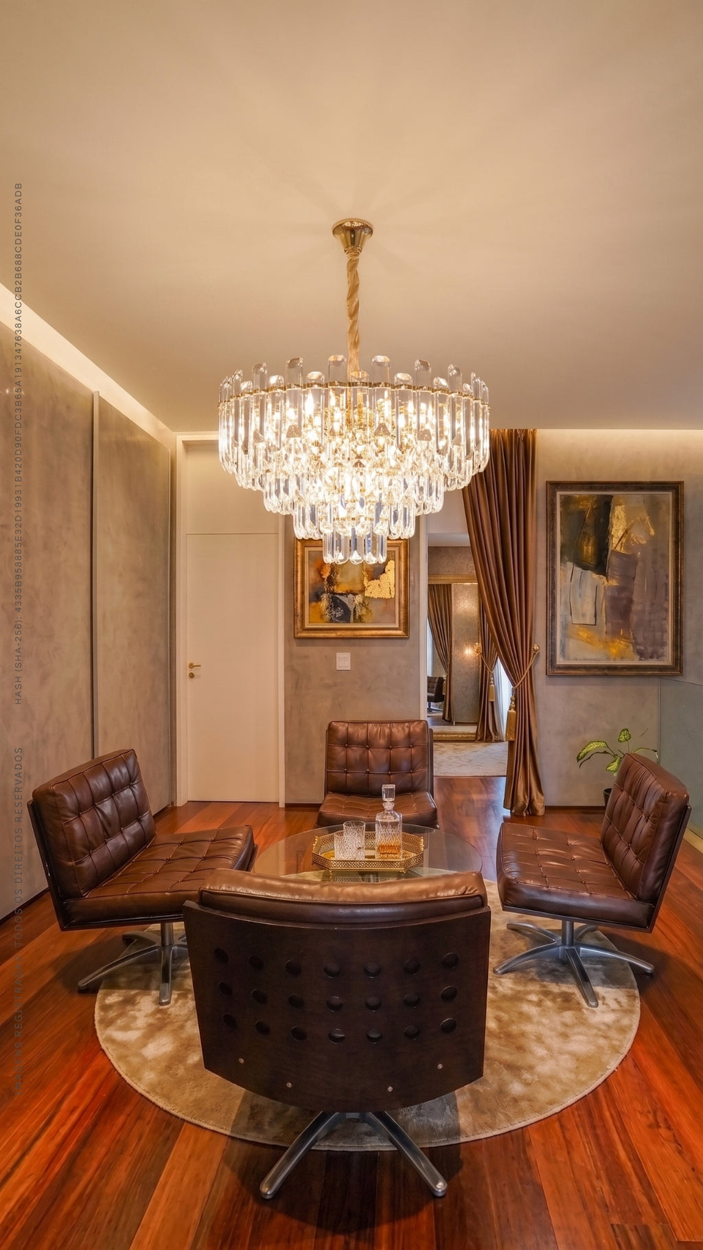 Lustre Pendente Cristal Legítimo Dourado 55cm Sala De Jantar