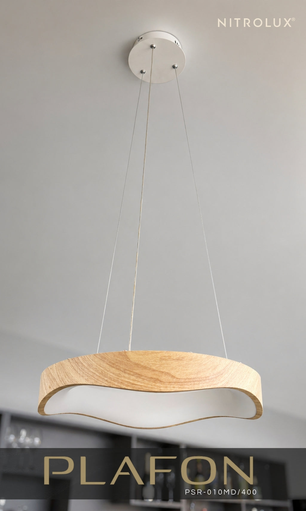 Pendente Led Luminária Orgânico Madeira Teto Mesa Bivolt