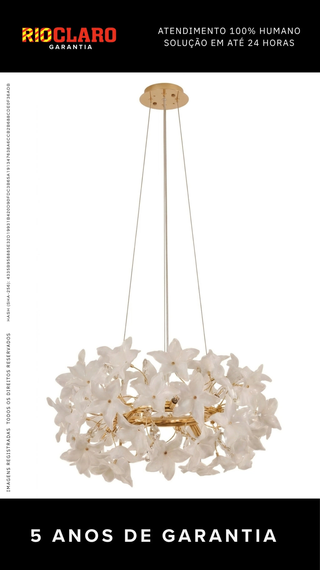 Lustre Pendente Orgânico Floral 7 Vidro Dourado G9 Bivolt