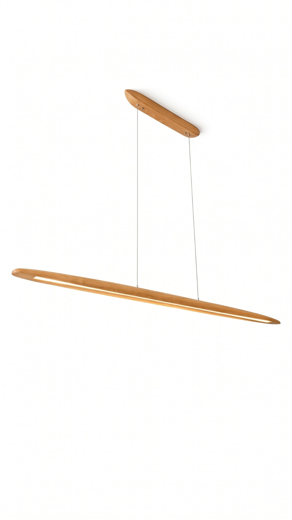 Lustre Pendente Linear Madeira Led 3000k Louro Freijó 20W