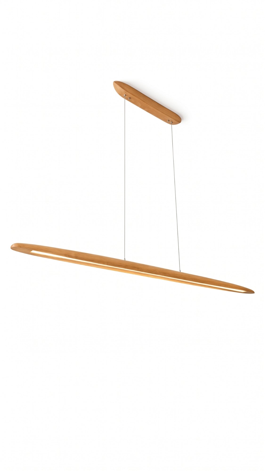 Lustre Pendente Linear Madeira Led 3000k Louro Freijó 20W