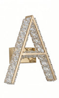 Arandela Parede Cristal Dourada Led Letras Alfabeto A - Z