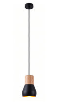 Luminária Pendente Design Industrial Madeira Cimento Preto E27 Bivolt
