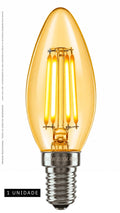 Lâmpada Led Vela Filamento E14 4w Âmbar Retrô Bivolt 2200k
