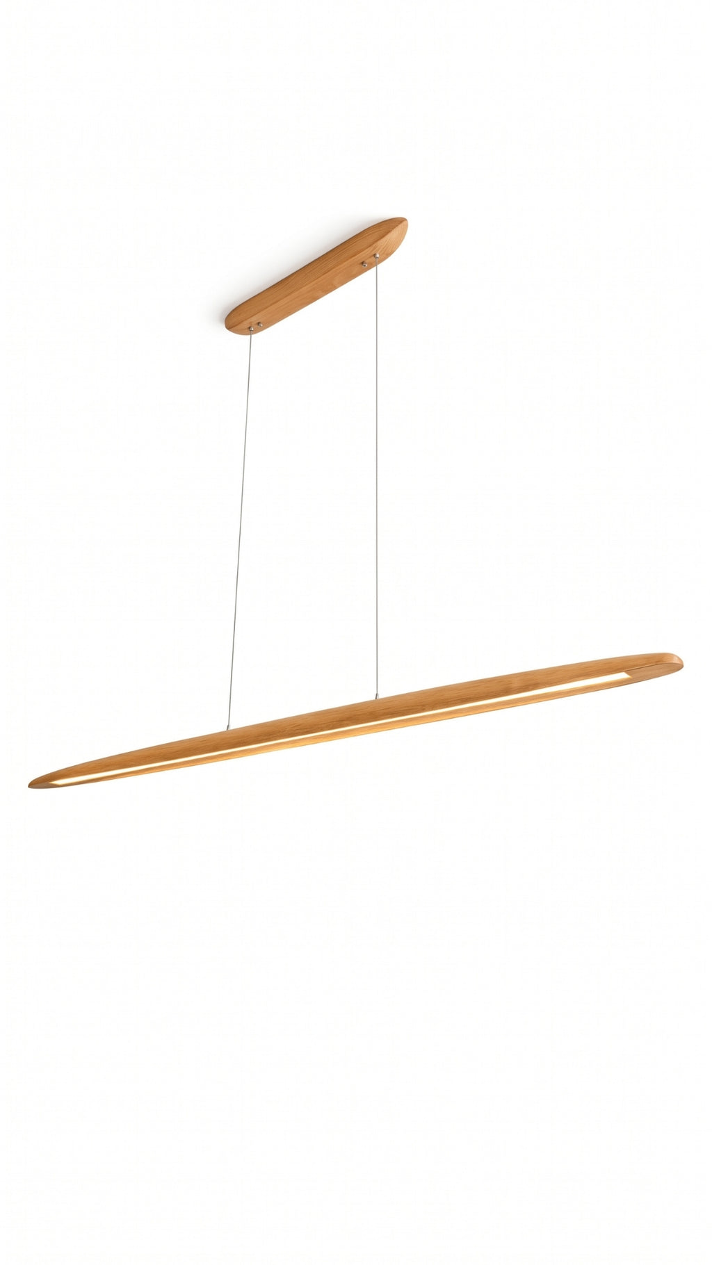 Lustre Pendente Linear Madeira Led 3000k Louro Freijó 24W