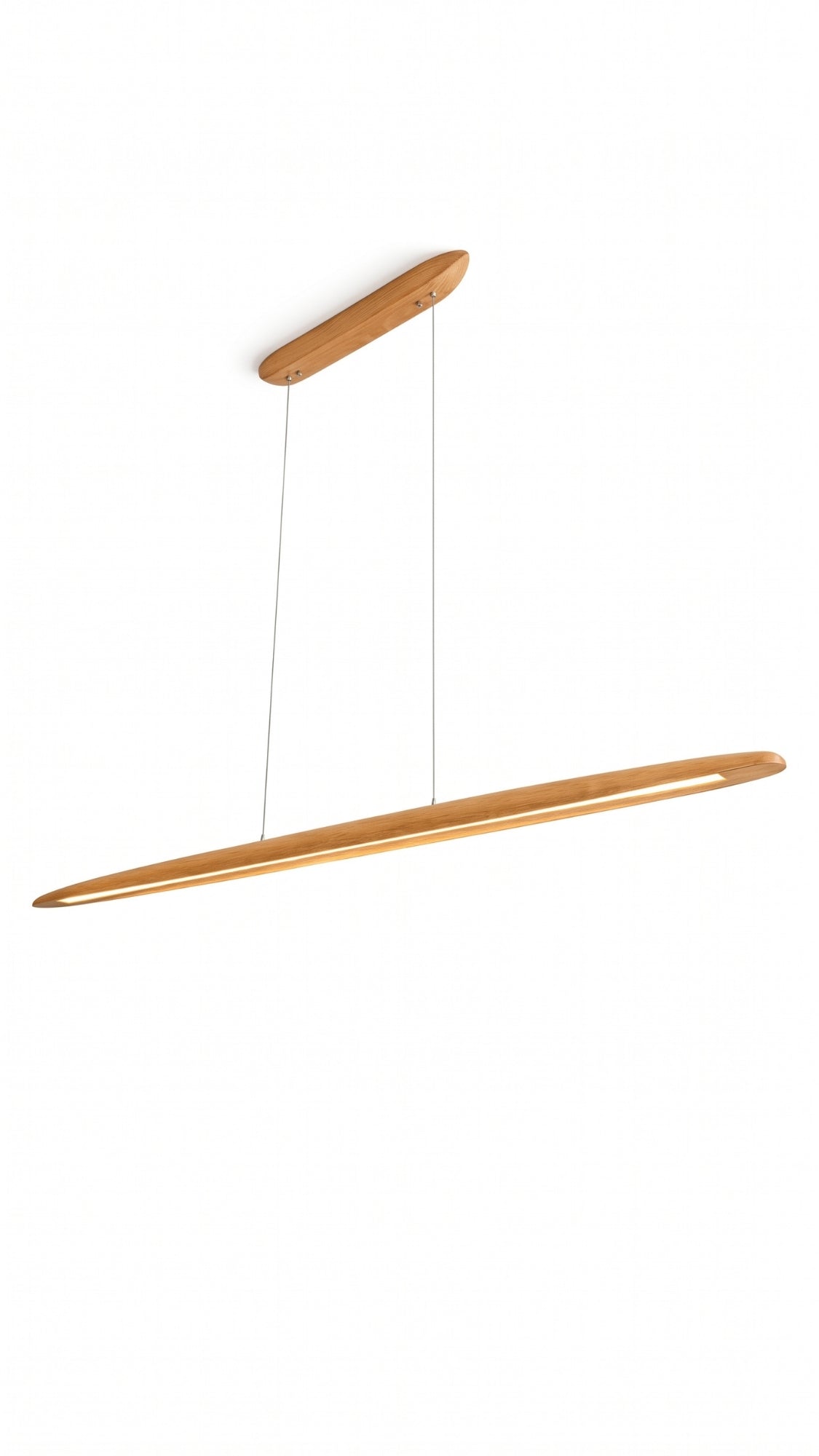 Lustre Pendente Linear Madeira Led 3000k Louro Freijó 24W