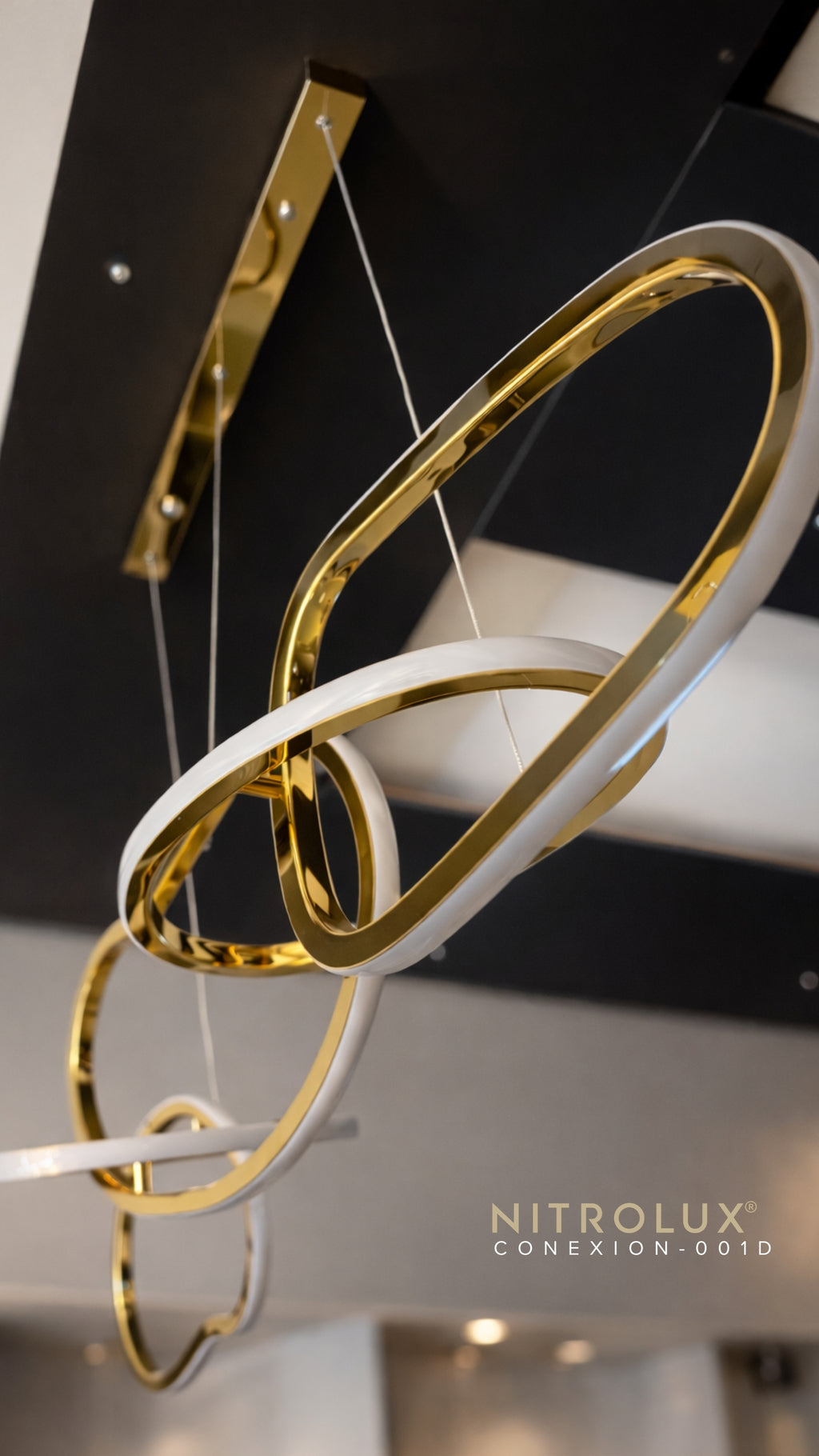Lustre LED Moderno Dourado 85W Pendente Design Conexion