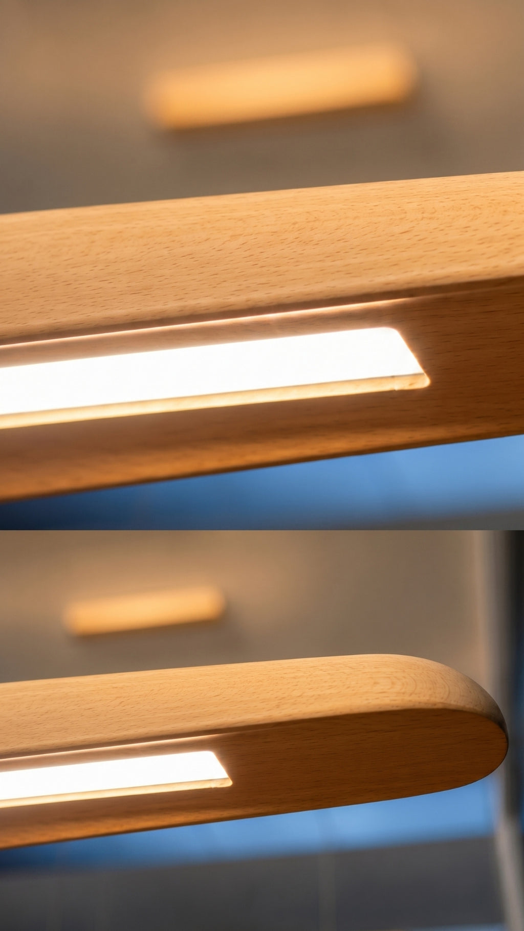 Lustre Pendente Linear Madeira Led 3000k Louro Freijó 24W