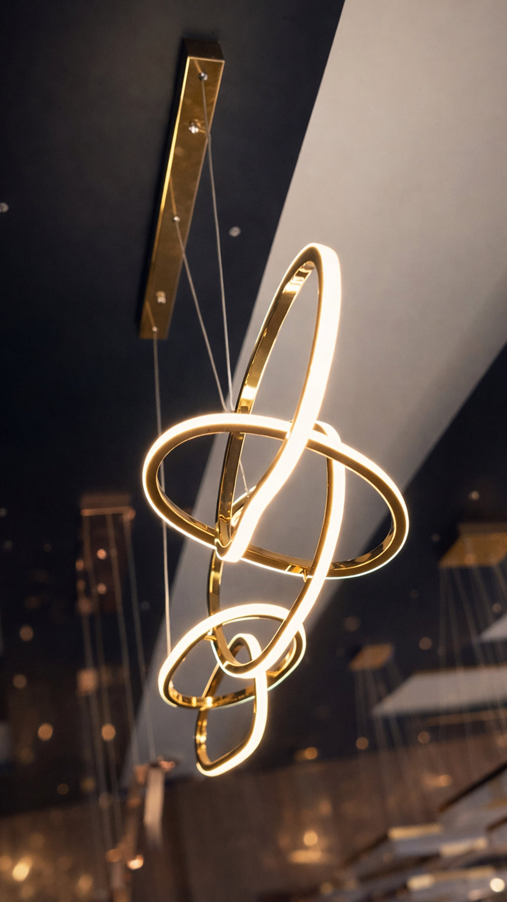 Lustre LED Moderno Dourado 85W Pendente Design Conexion