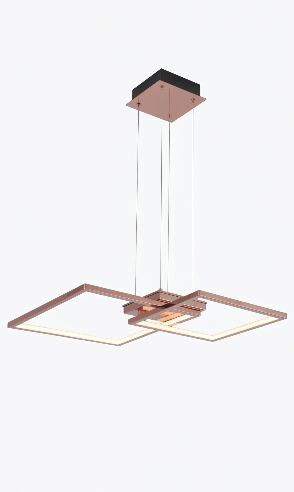 Pendente LED Quadrado Moderno Rose Gold Sala Quarto Bivolt