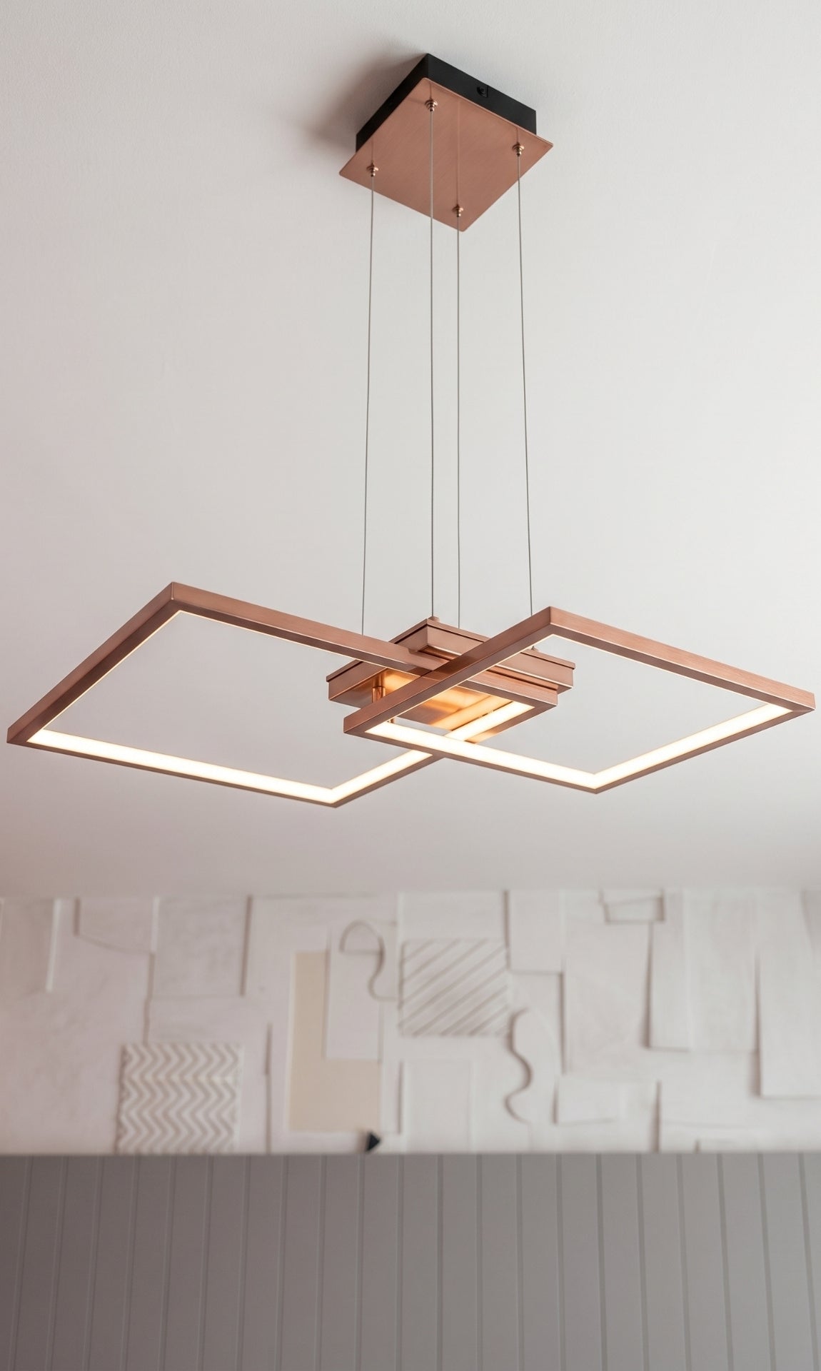 Pendente LED Quadrado Moderno Rose Gold Sala Quarto Bivolt