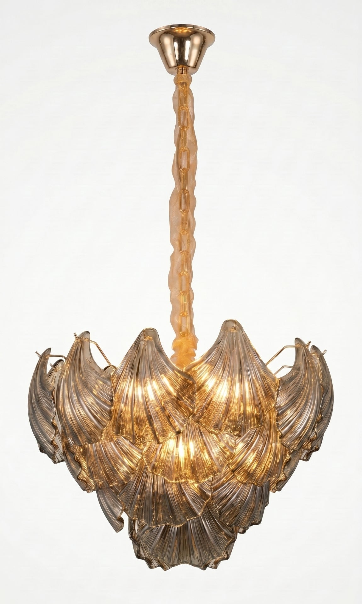 Lustre Cristal Murano Dal Mare Conhaque Ouro 18k Bivolt